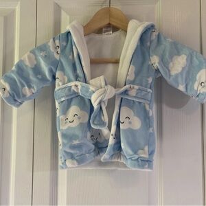 Blue Clouds Baby Hooded Robe Size 0-9 Months